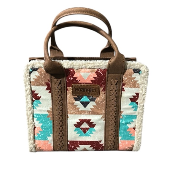 Wrangler Special Edition Fall Sherpa Aztec Tote Handbag/Crossbody with Dustbag - Picture 1 of 15
